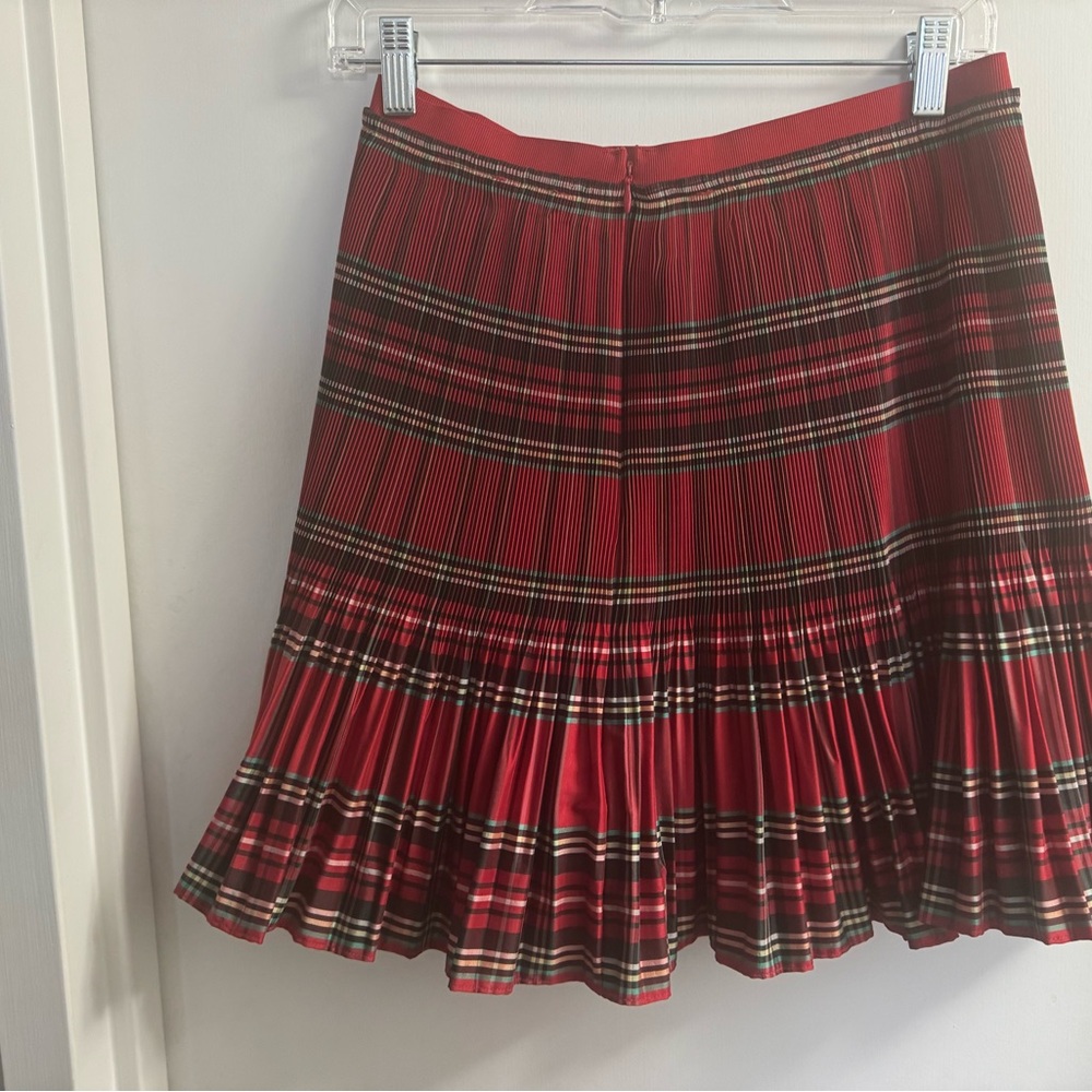 Red Plaid Pleated Skirt